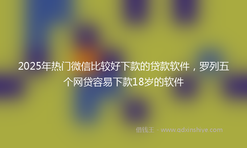 2025年热门微信比较好下款的贷款软件，罗列五个网贷容易下款18岁的软件