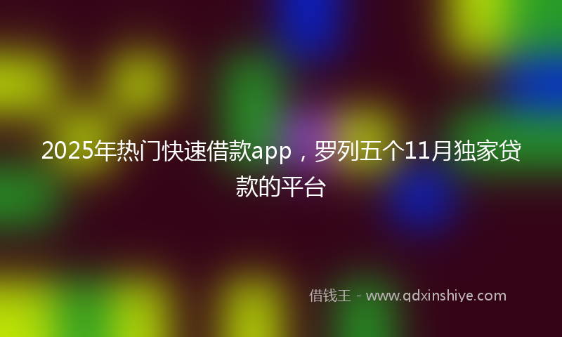 2025年热门快速借款app，罗列五个11月独家贷款的平台