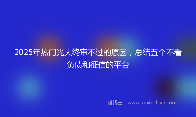 2025年热门光大终审不过的原因，总结五个不看负债和征信的平台