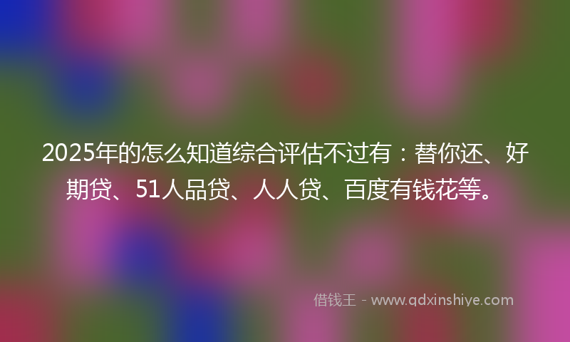2025年的怎么知道综合评估不过有：替你还、好期贷、51人品贷、人人贷、百度有钱花等。