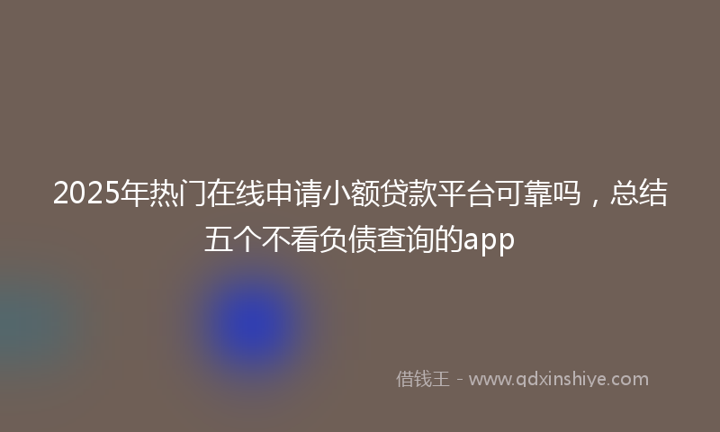2025年热门在线申请小额贷款平台可靠吗，总结五个不看负债查询的app