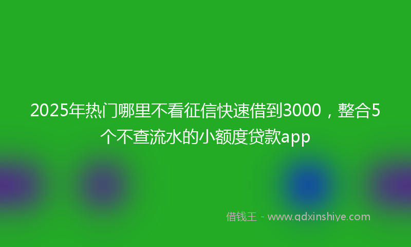 2025年热门哪里不看征信快速借到3000，整合5个不查流水的小额度贷款app