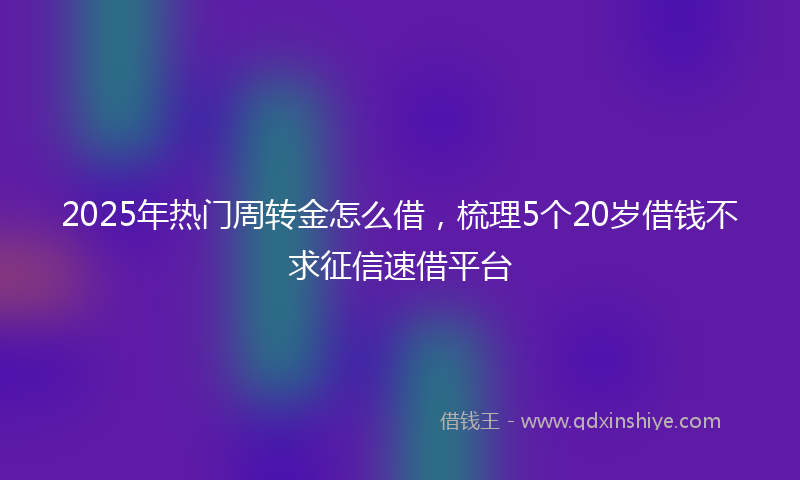 2025年热门周转金怎么借，梳理5个20岁借钱不求征信速借平台