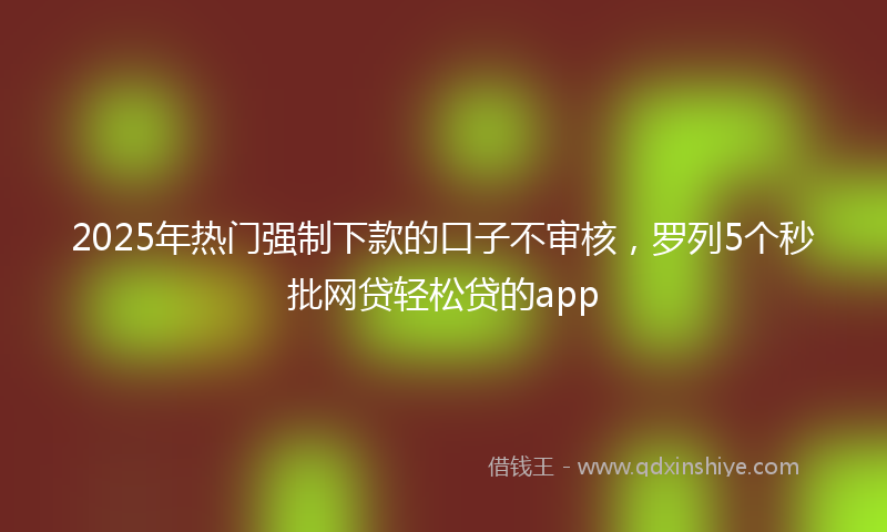 2025年热门强制下款的口子不审核，罗列5个秒批网贷轻松贷的app