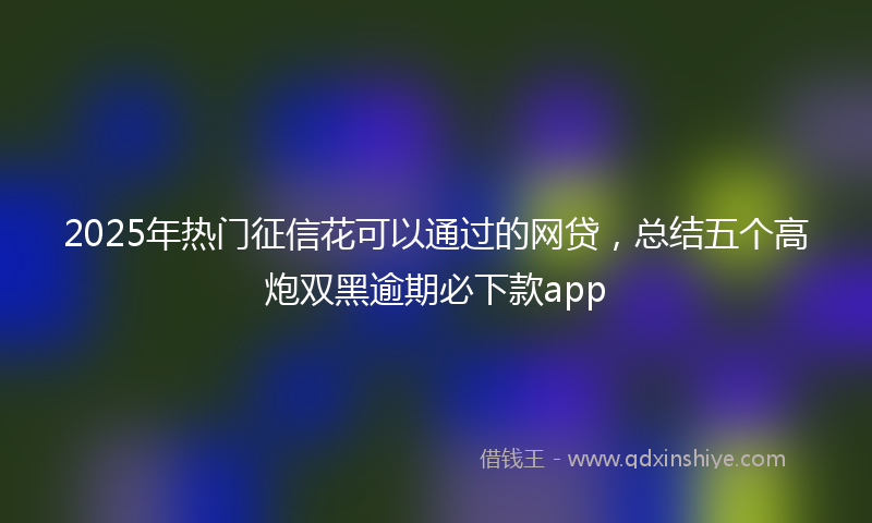 2025年热门征信花可以通过的网贷，总结五个高炮双黑逾期必下款app