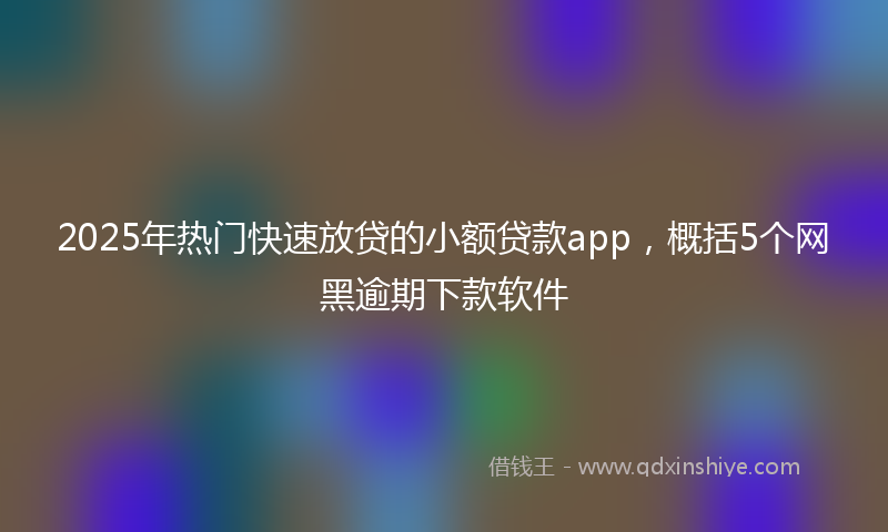 2025年热门快速放贷的小额贷款app，概括5个网黑逾期下款软件