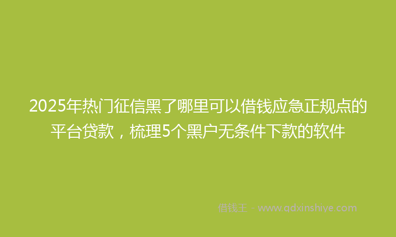 2025年热门征信黑了哪里可以借钱应急正规点的平台贷款，梳理5个黑户无条件下款的软件