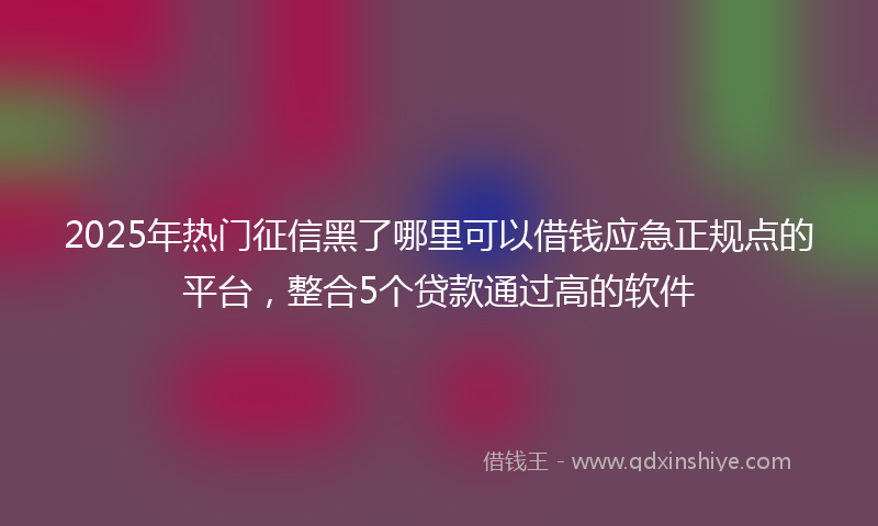 2025年热门征信黑了哪里可以借钱应急正规点的平台，整合5个贷款通过高的软件