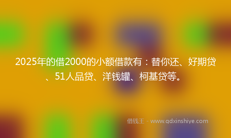 2025年的借2000的小额借款有：替你还、好期贷、51人品贷、洋钱罐、柯基贷等。