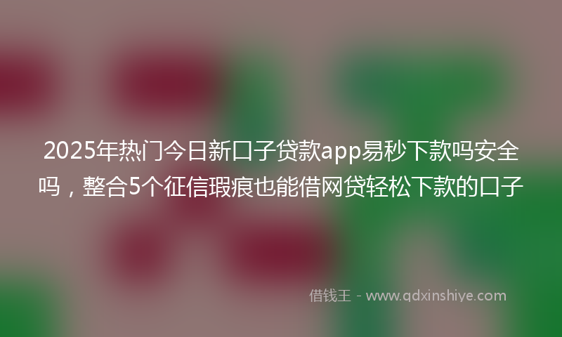 2025年热门今日新口子贷款app易秒下款吗安全吗，整合5个征信瑕疵也能借网贷轻松下款的口子