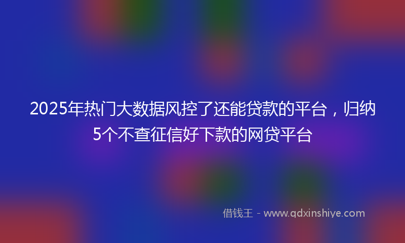 2025年热门大数据风控了还能贷款的平台，归纳5个不查征信好下款的网贷平台