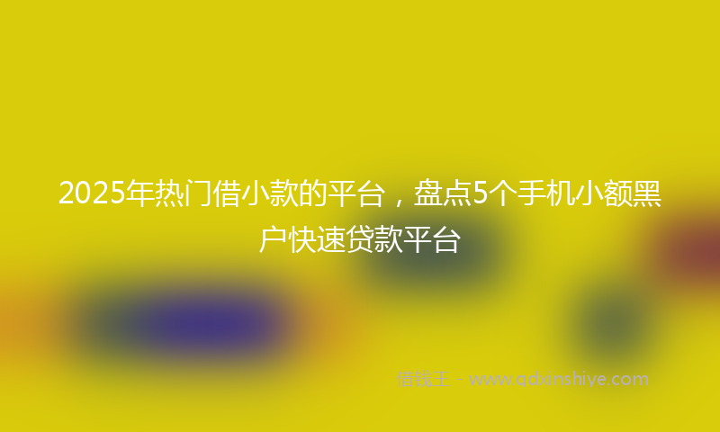 2025年热门借小款的平台，盘点5个手机小额黑户快速贷款平台