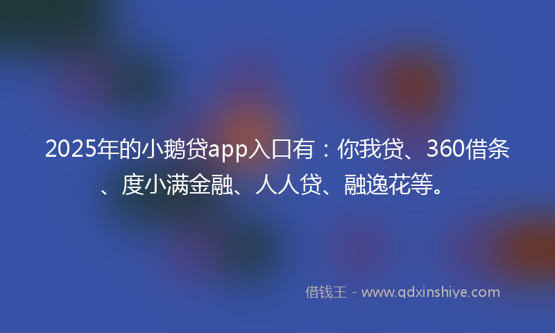 2025年的小鹅贷app入口有：你我贷、360借条、度小满金融、人人贷、融逸花等。
