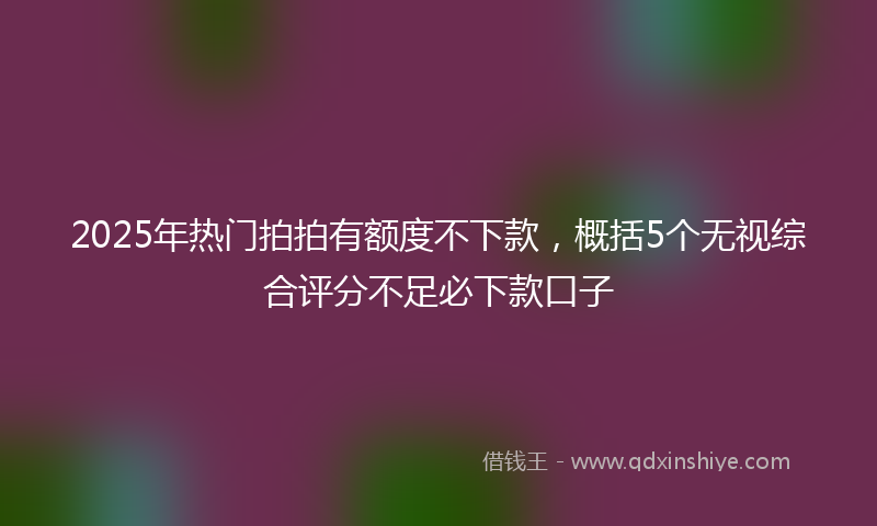 2025年热门拍拍有额度不下款，概括5个无视综合评分不足必下款口子