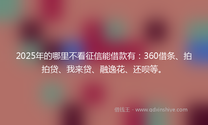 2025年的哪里不看征信能借款有：360借条、拍拍贷、我来贷、融逸花、还呗等。