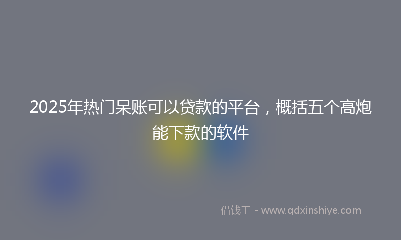 2025年热门呆账可以贷款的平台，概括五个高炮能下款的软件