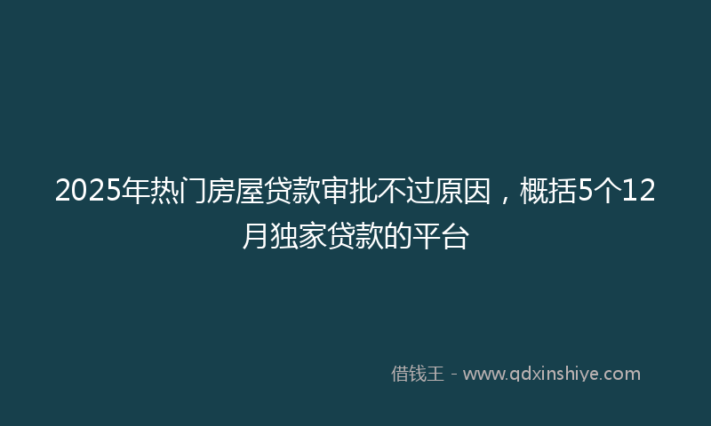 2025年热门房屋贷款审批不过原因，概括5个12月独家贷款的平台