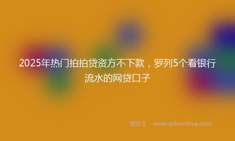 2025年热门拍拍贷资方不下款，罗列5个看银行流水的网贷口子