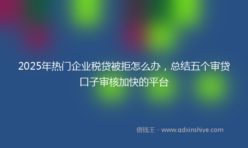 2025年热门企业税贷被拒怎么办，总结五个审贷口子审核加快的平台