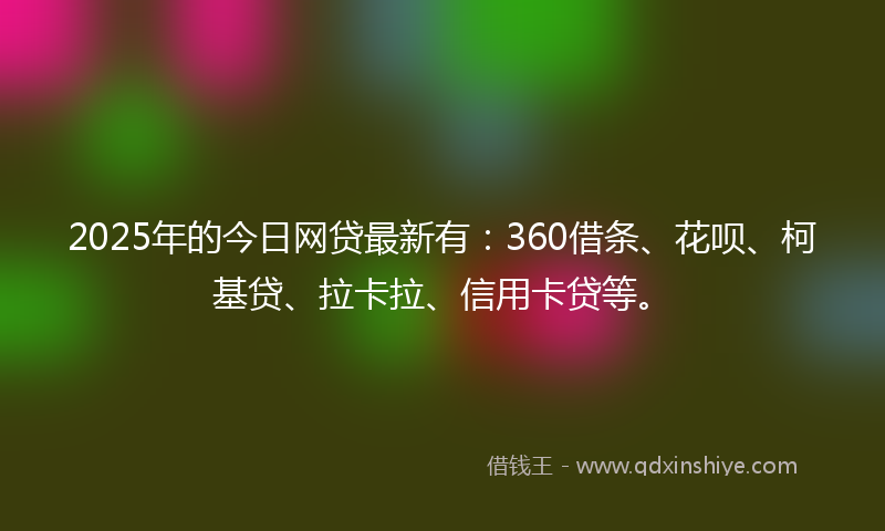 2025年的今日网贷最新有：360借条、花呗、柯基贷、拉卡拉、信用卡贷等。