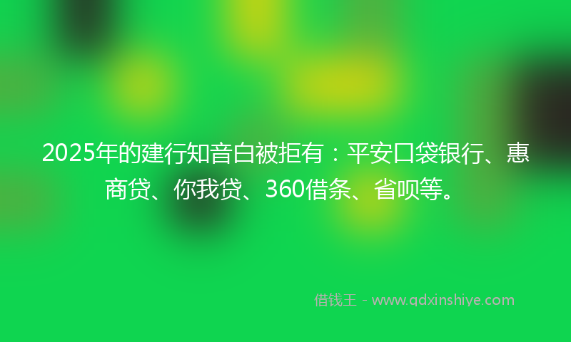 2025年的建行知音白被拒有：平安口袋银行、惠商贷、你我贷、360借条、省呗等。