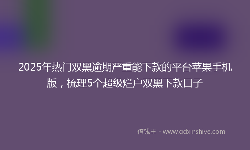 2025年热门双黑逾期严重能下款的平台苹果手机版，梳理5个超级烂户双黑下款口子