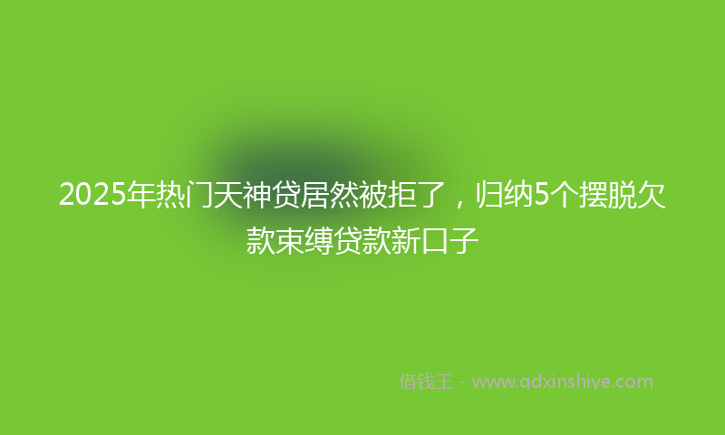 2025年热门天神贷居然被拒了，归纳5个摆脱欠款束缚贷款新口子