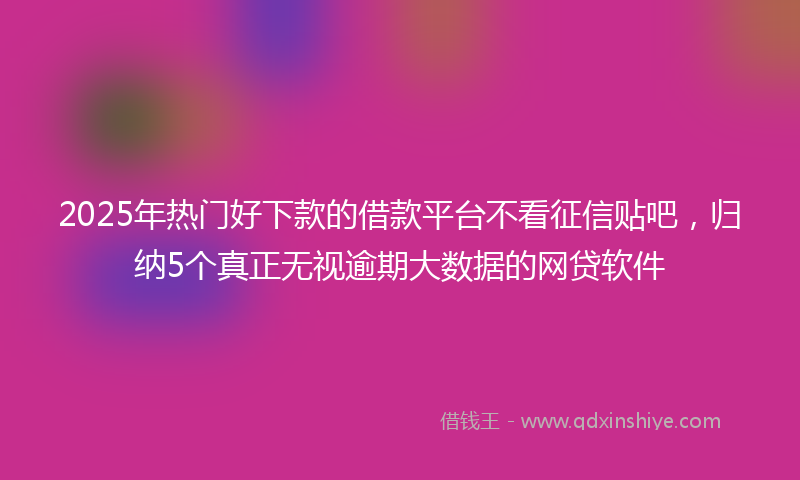 2025年热门好下款的借款平台不看征信贴吧，归纳5个真正无视逾期大数据的网贷软件