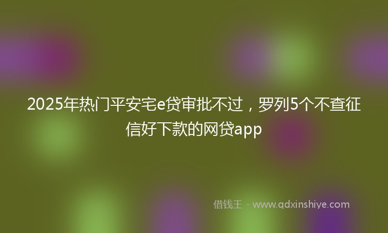 2025年热门平安宅e贷审批不过，罗列5个不查征信好下款的网贷app