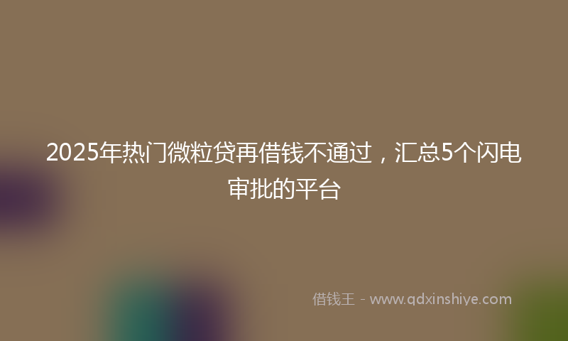 2025年热门微粒贷再借钱不通过，汇总5个闪电审批的平台