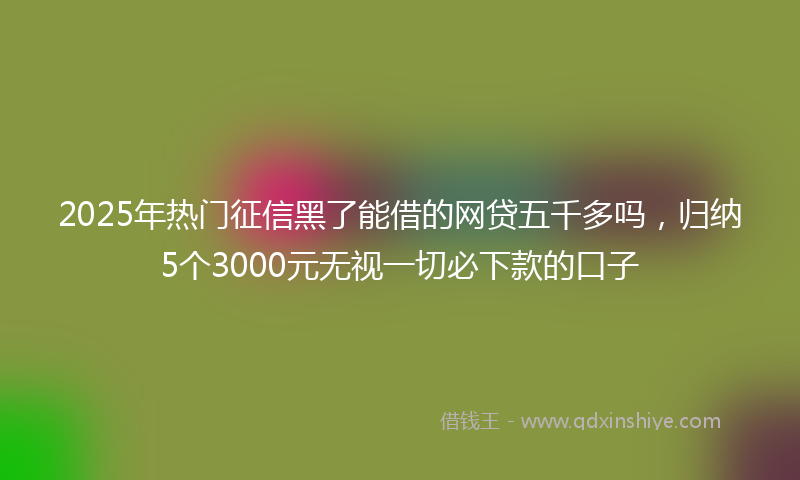 2025年热门征信黑了能借的网贷五千多吗，归纳5个3000元无视一切必下款的口子