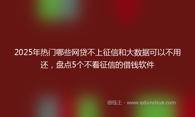 2025年热门哪些网贷不上征信和大数据可以不用还，盘点5个不看征信的借钱软件