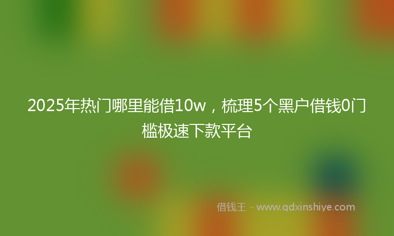 2025年热门哪里能借10w，梳理5个黑户借钱0门槛极速下款平台