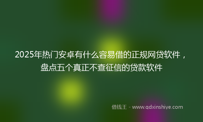 2025年热门安卓有什么容易借的正规网贷软件，盘点五个真正不查征信的贷款软件
