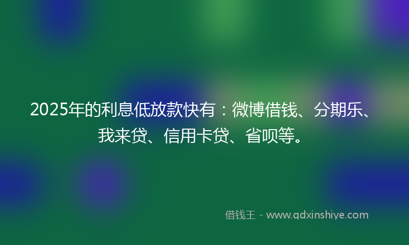 2025年的利息低放款快有：微博借钱、分期乐、我来贷、信用卡贷、省呗等。