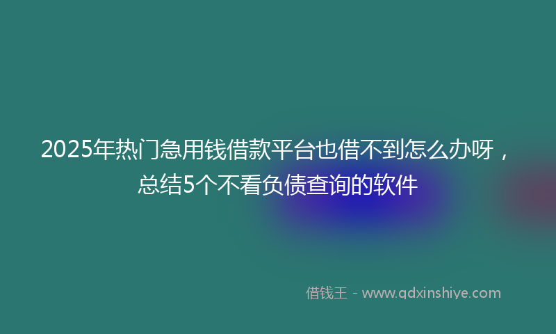 2025年热门急用钱借款平台也借不到怎么办呀，总结5个不看负债查询的软件