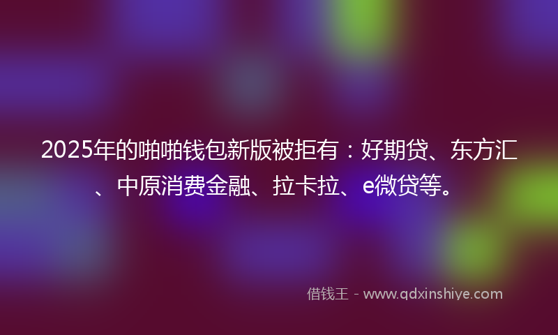 2025年的啪啪钱包新版被拒有：好期贷、东方汇、中原消费金融、拉卡拉、e微贷等。