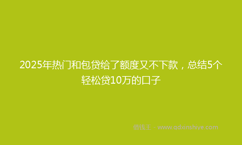 2025年热门和包贷给了额度又不下款，总结5个轻松贷10万的口子