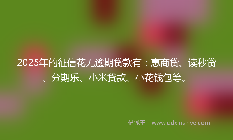 2025年的征信花无逾期贷款有：惠商贷、读秒贷、分期乐、小米贷款、小花钱包等。
