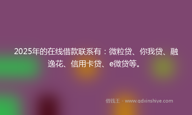 2025年的在线借款联系有：微粒贷、你我贷、融逸花、信用卡贷、e微贷等。
