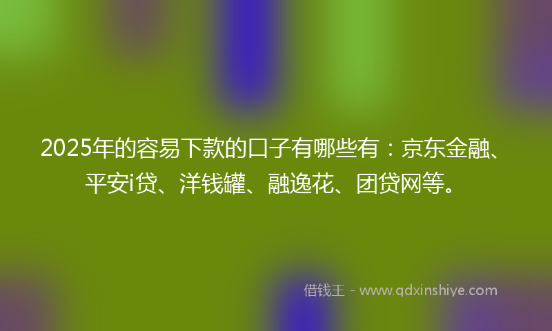 2025年的容易下款的口子有哪些有：京东金融、平安i贷、洋钱罐、融逸花、团贷网等。