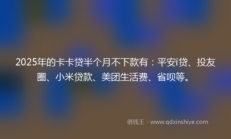 2025年的卡卡贷半个月不下款有：平安i贷、投友圈、小米贷款、美团生活费、省呗等。