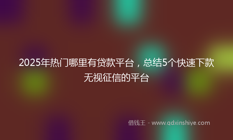 2025年热门哪里有贷款平台，总结5个快速下款无视征信的平台
