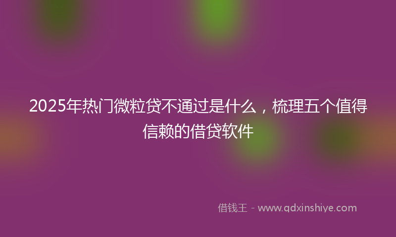 2025年热门微粒贷不通过是什么，梳理五个值得信赖的借贷软件