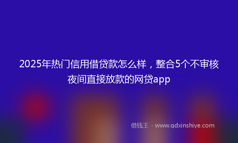 2025年热门信用借贷款怎么样，整合5个不审核夜间直接放款的网贷app