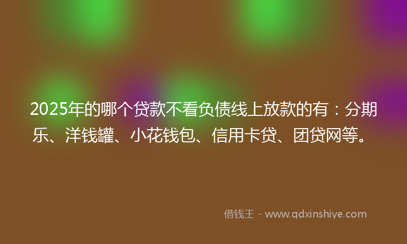2025年的哪个贷款不看负债线上放款的有：分期乐、洋钱罐、小花钱包、信用卡贷、团贷网等。
