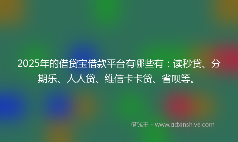 2025年的借贷宝借款平台有哪些有：读秒贷、分期乐、人人贷、维信卡卡贷、省呗等。