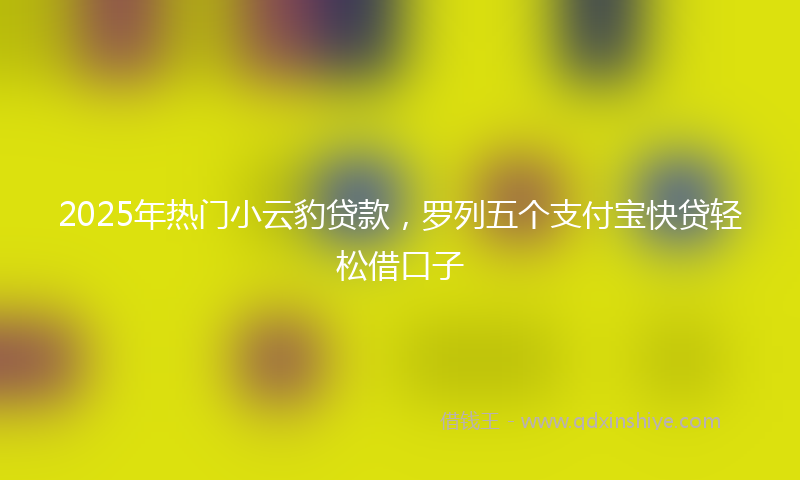 2025年热门小云豹贷款，罗列五个支付宝快贷轻松借口子