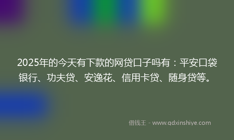 2025年的今天有下款的网贷口子吗有：平安口袋银行、功夫贷、安逸花、信用卡贷、随身贷等。