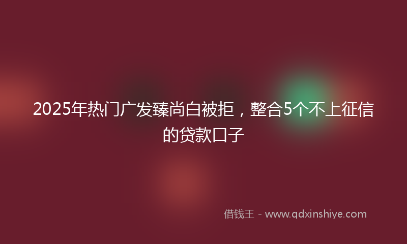 2025年热门广发臻尚白被拒，整合5个不上征信的贷款口子